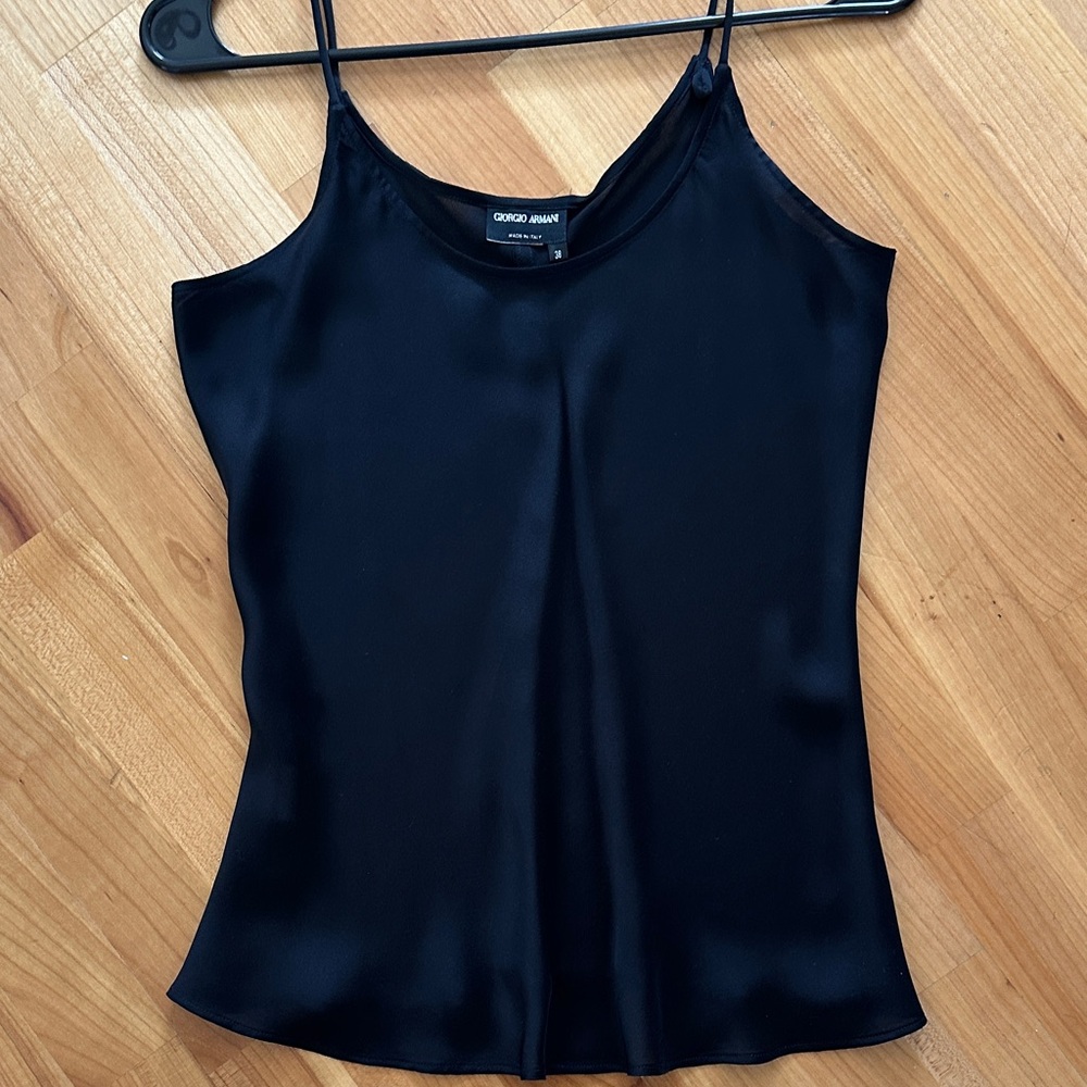 Giorgio Armani Black Silk Camisole with Adjustable Straps